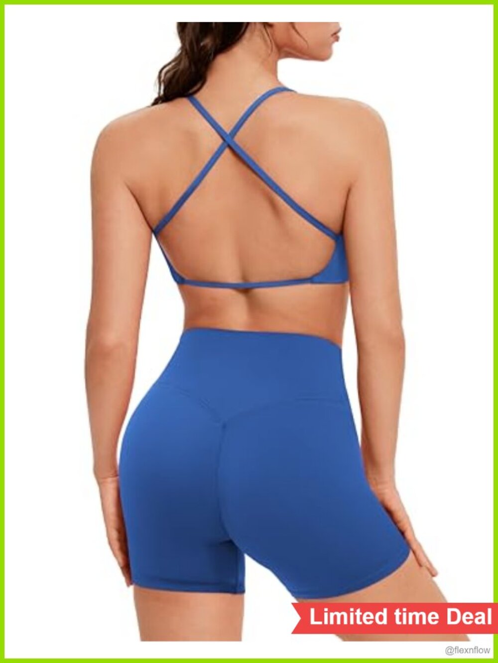 Women's 2-Piece Workout Set Cross Back Sports Bra & Scrunch Shorts